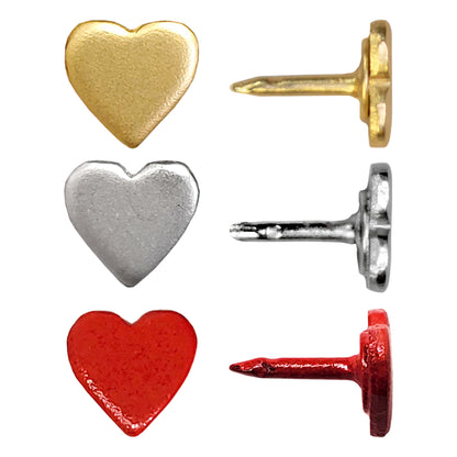 Red, Silver & Gold Mini Heart Pins