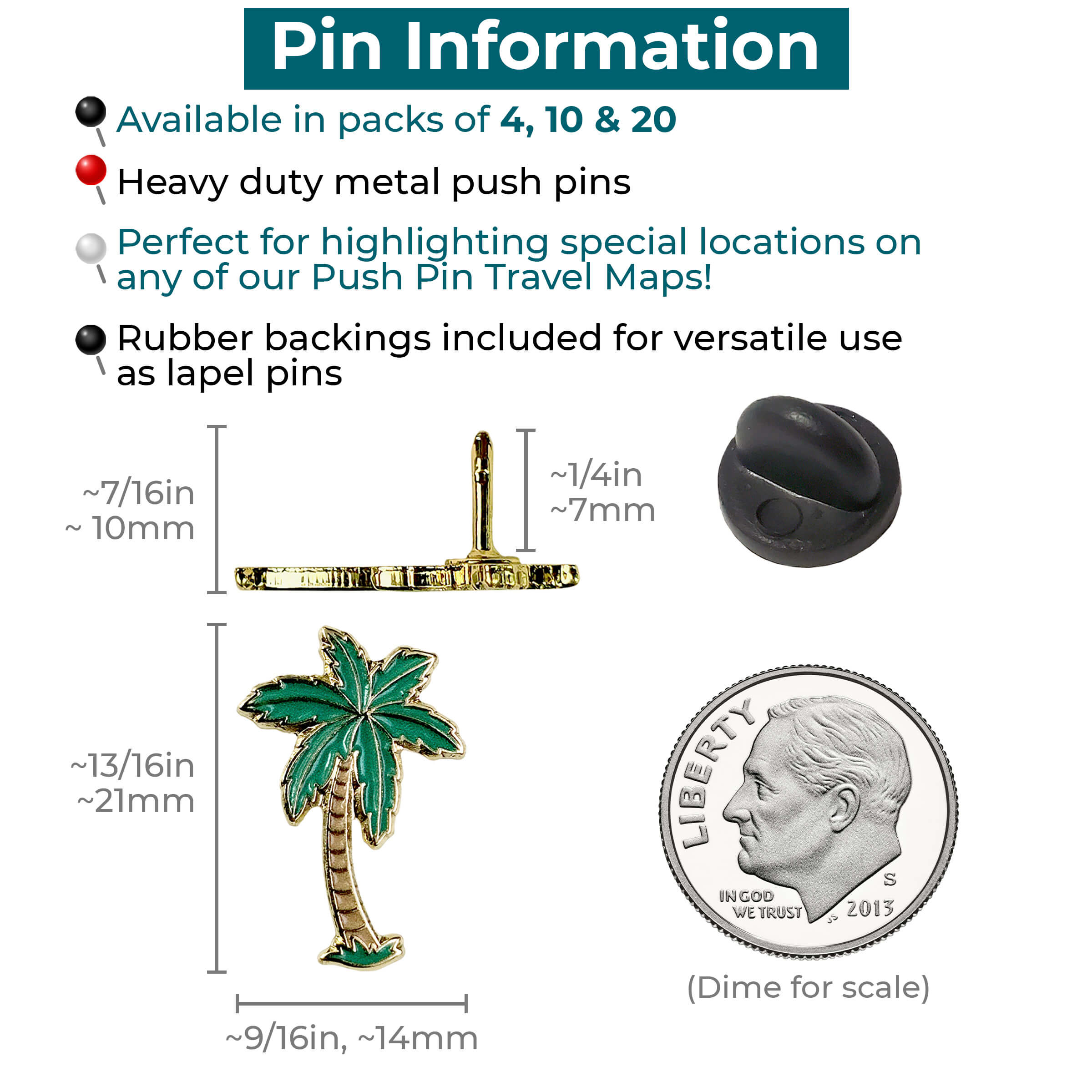 Palm Tree Push Pins Info