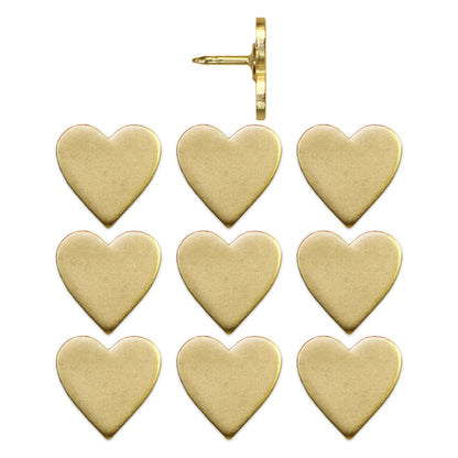 Gold Big Heart Pins - Set of 10