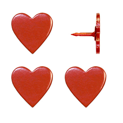 Red Big Heart Pins - Set of 4