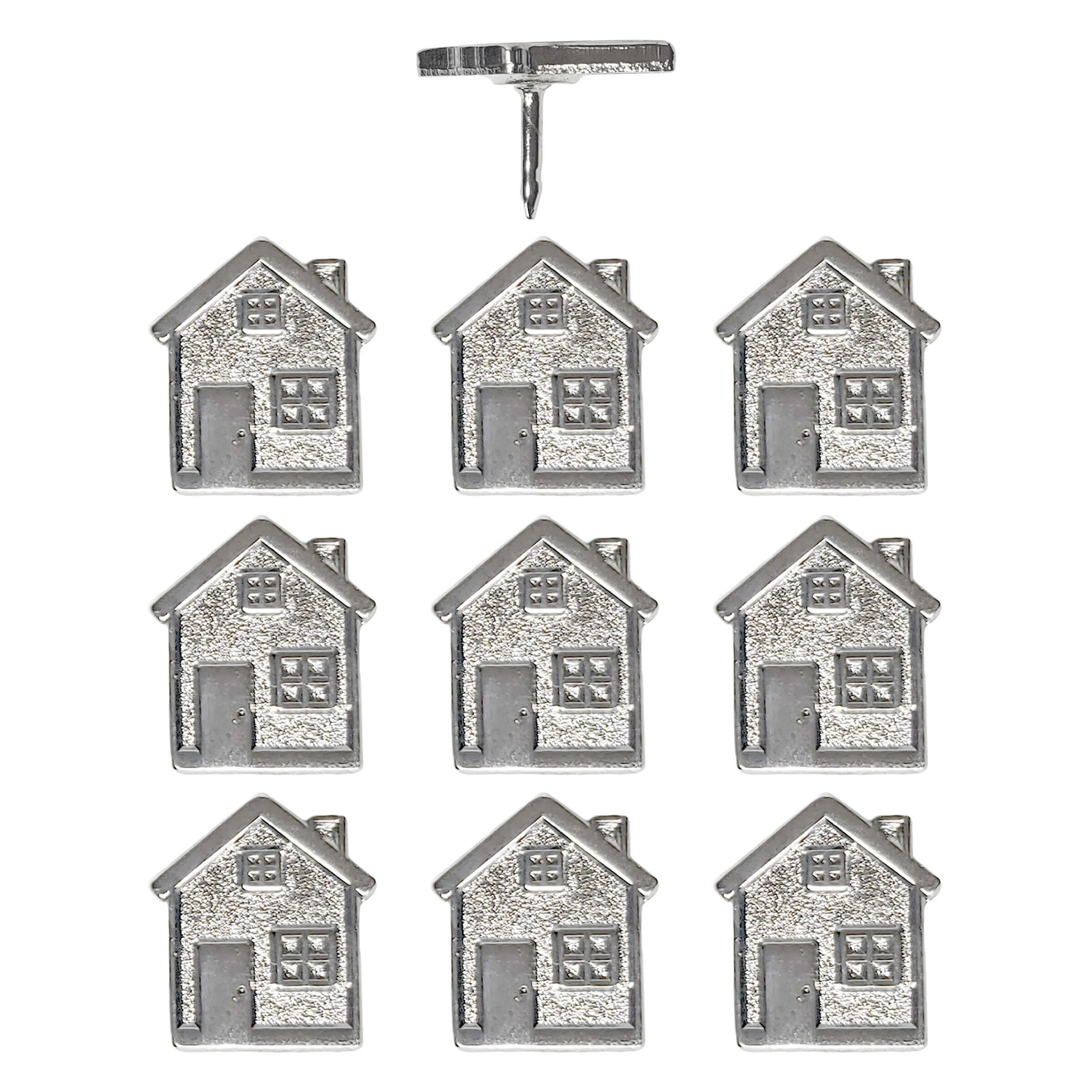 Big House Push Pins - Silver set of 10