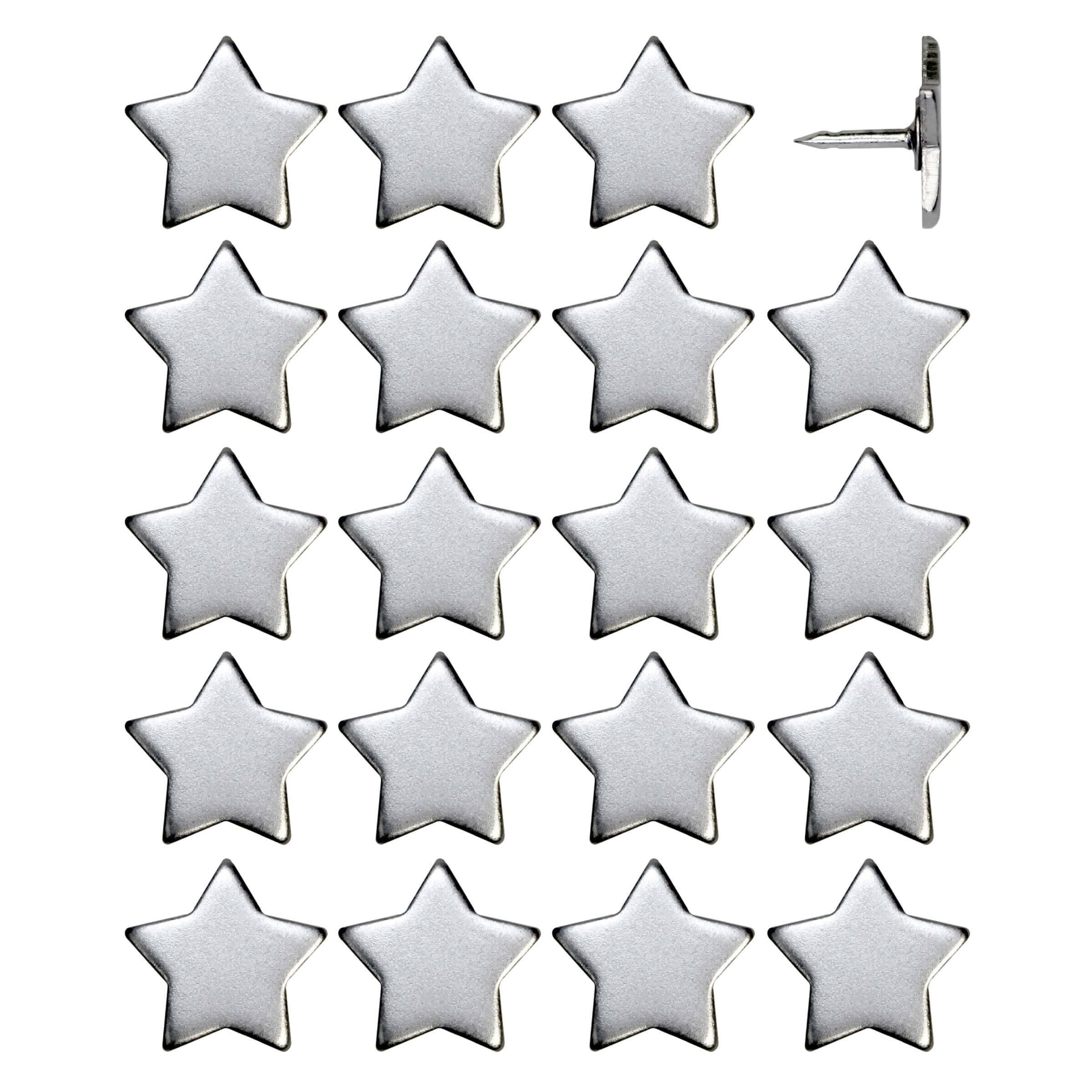 Big Star Push Pins - Silver set of 20