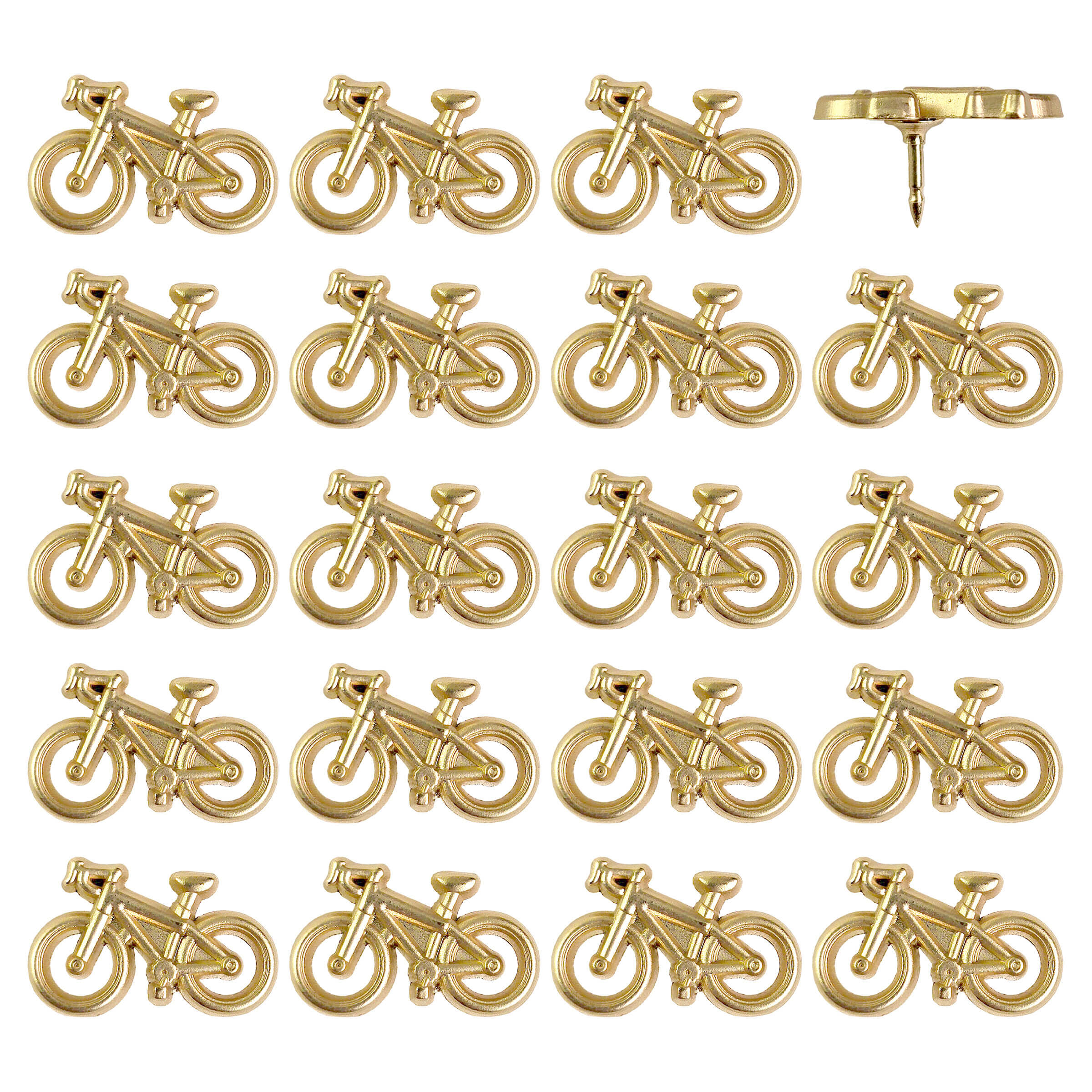 Gold Bicycle Push Pins - Set of 20