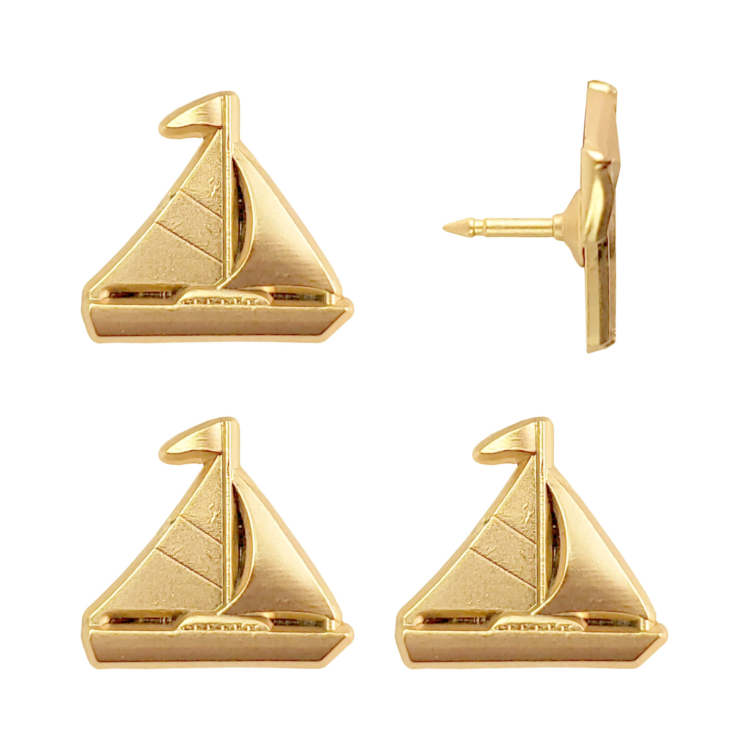 Gold Sailboat Map Pins - Set of 4