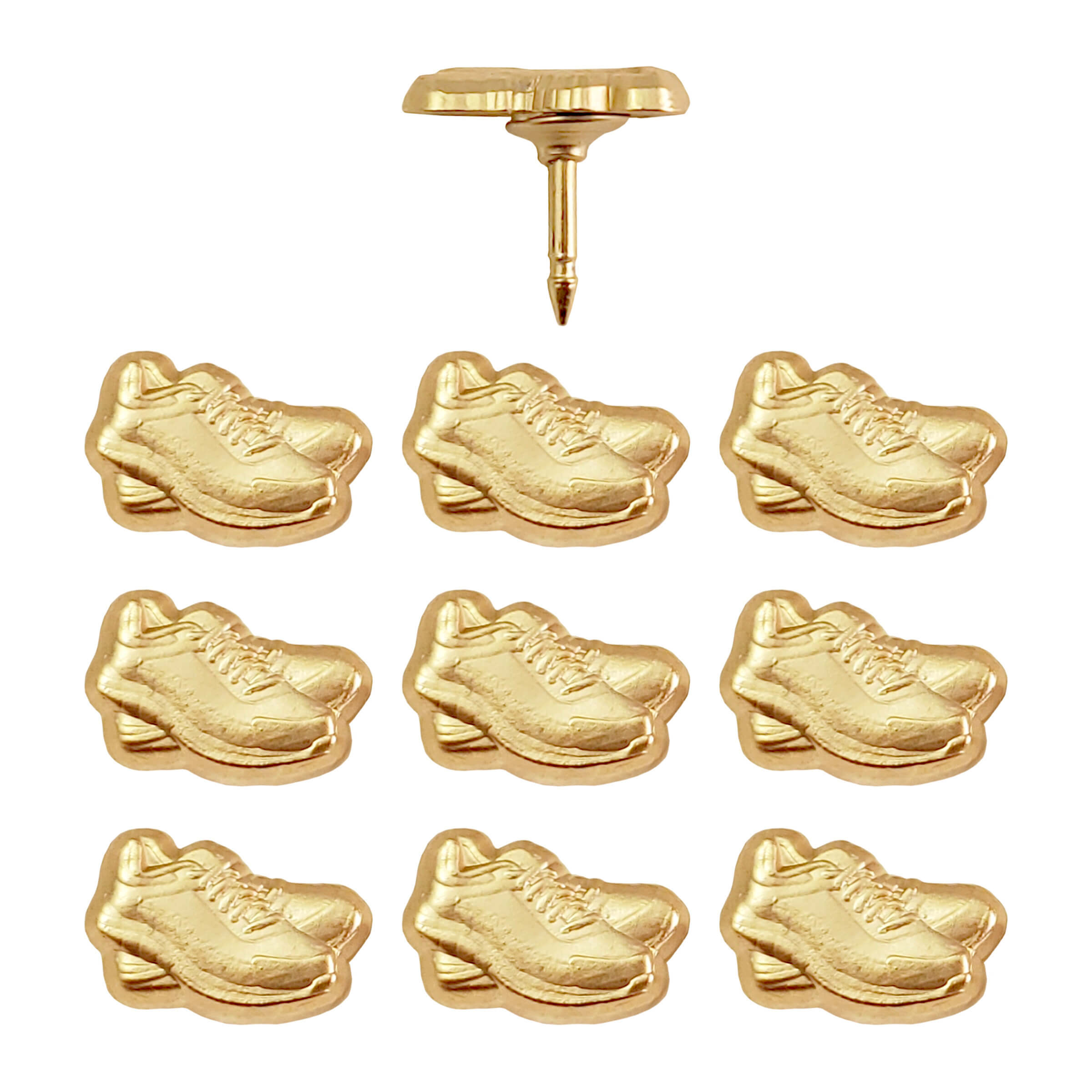 Gold Sneaker Push Pins - Set of 10