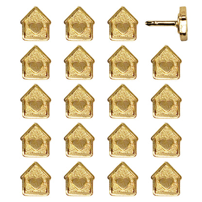 Gold Mini House Push Pins - Set of 20