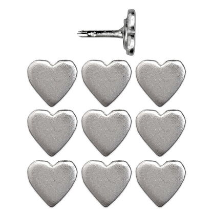 Silver Mini Heart Map Pins - Set of 10