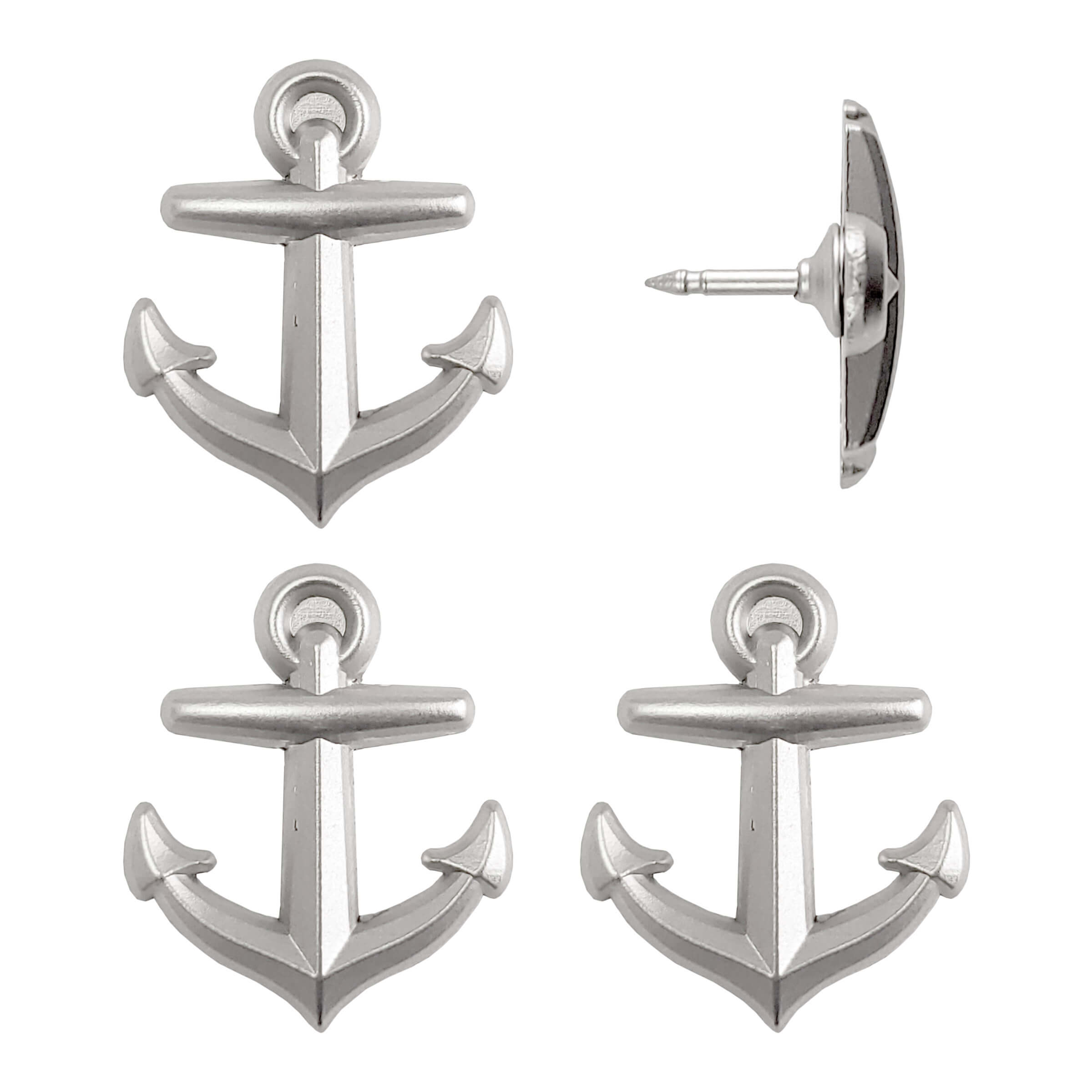 Silver Anchor Pins - set of 4