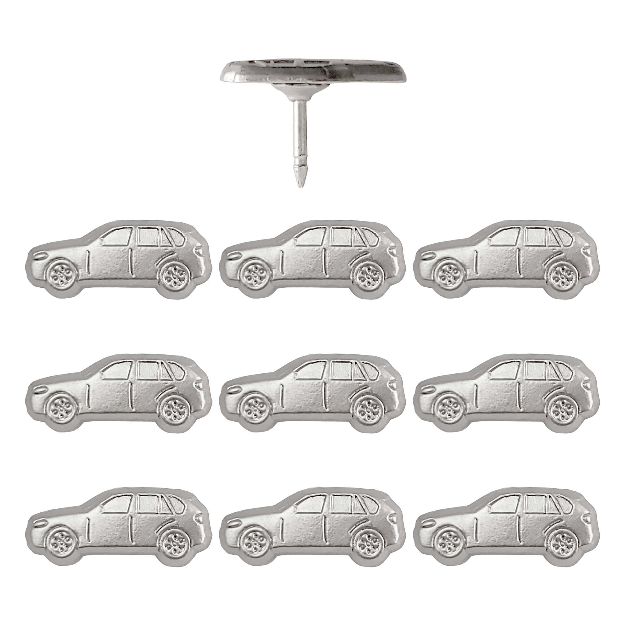 Silver Car Push Pins - Set of 10