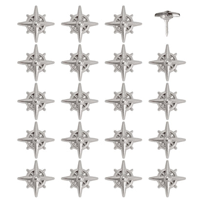 Silver Compass Push Pins - Set of 20