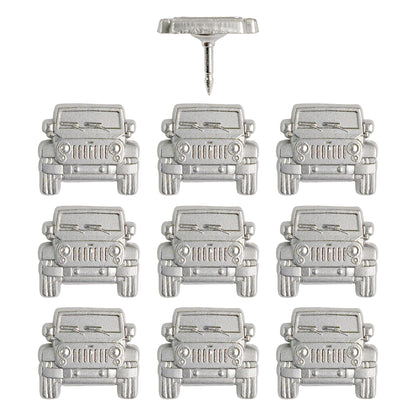 Silver Jeep Push Pins - Set of 10