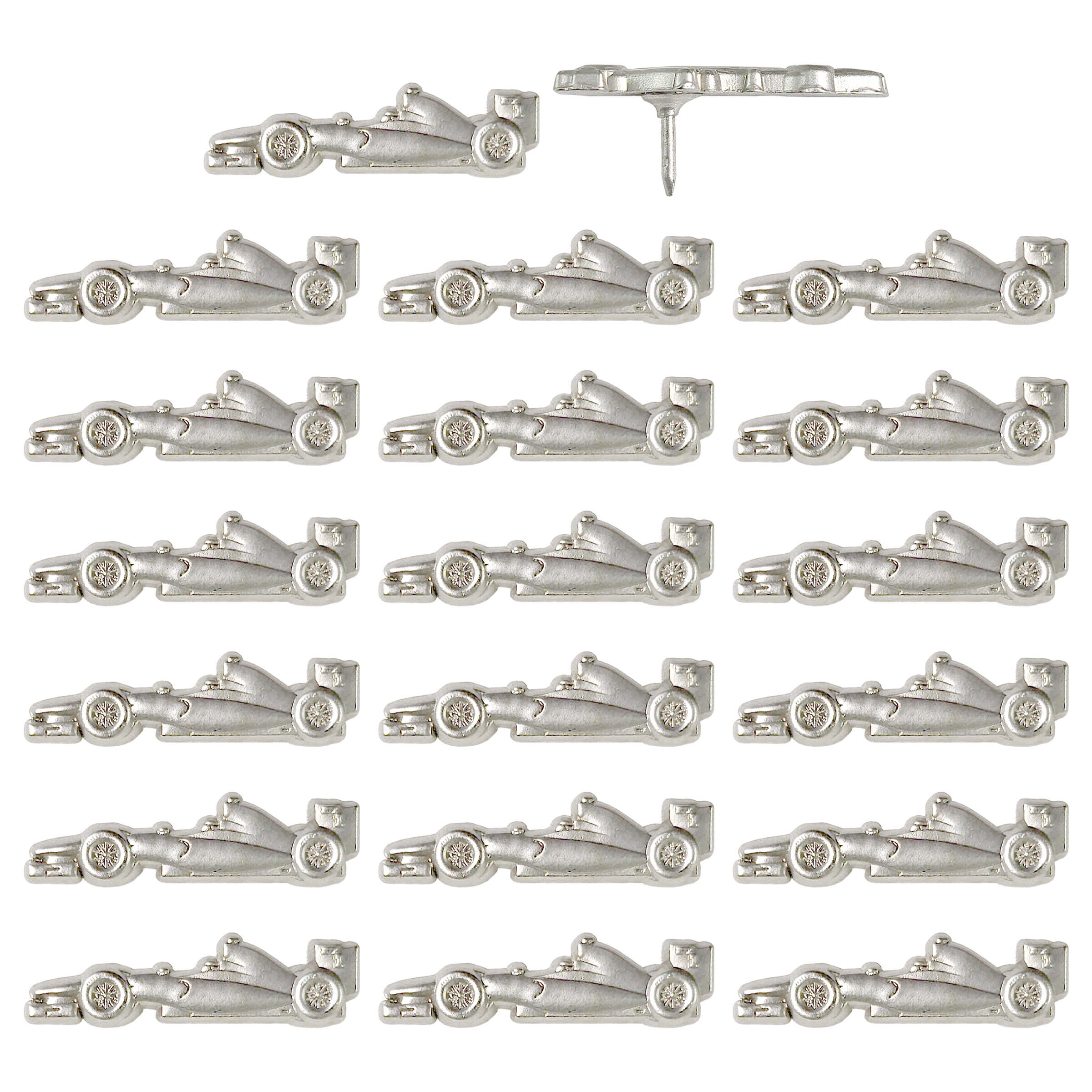 Silver Race Car Map Pins - Set of 20 Pins for Race Cars