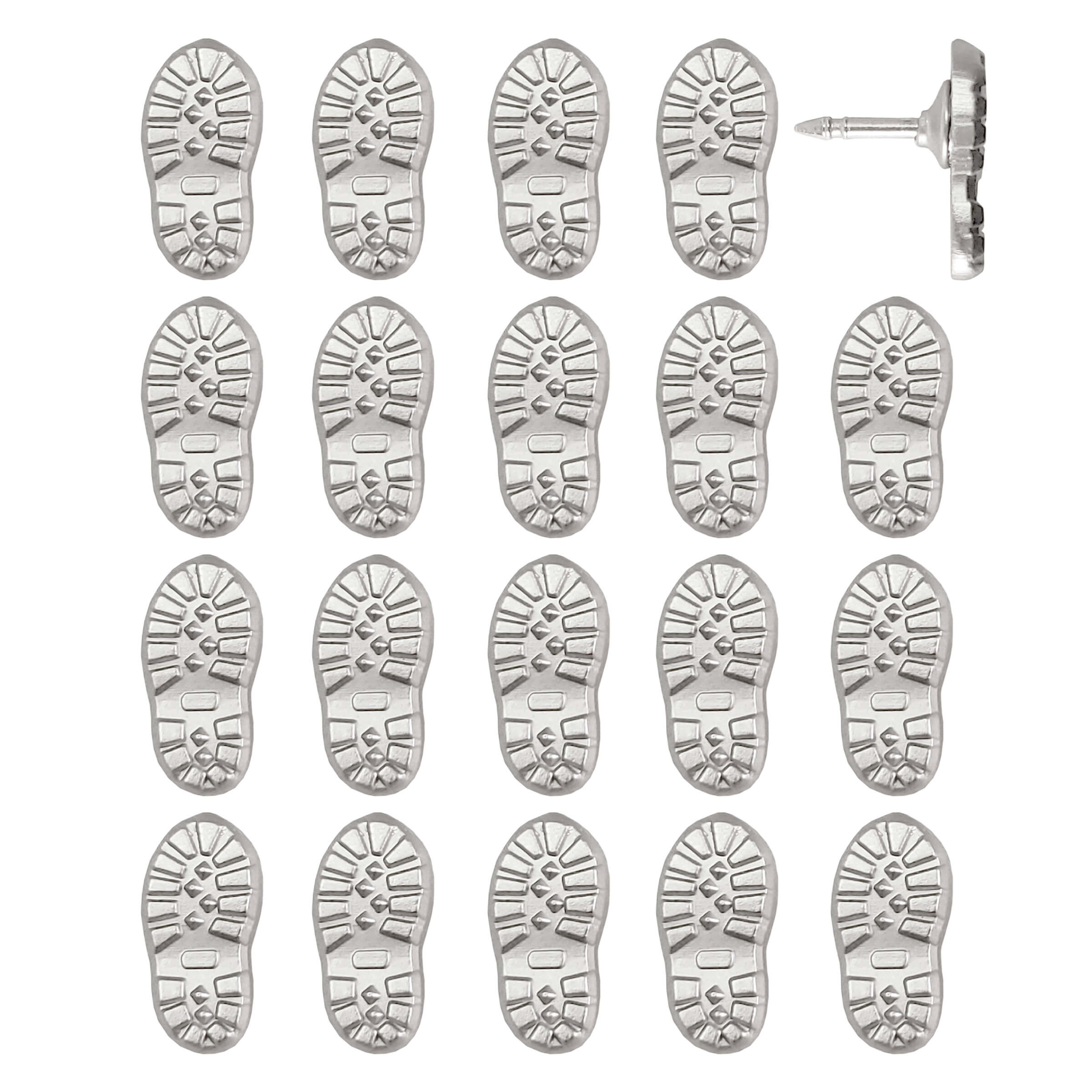 Silver Hiking Boot Print Push Pins - Set of 20