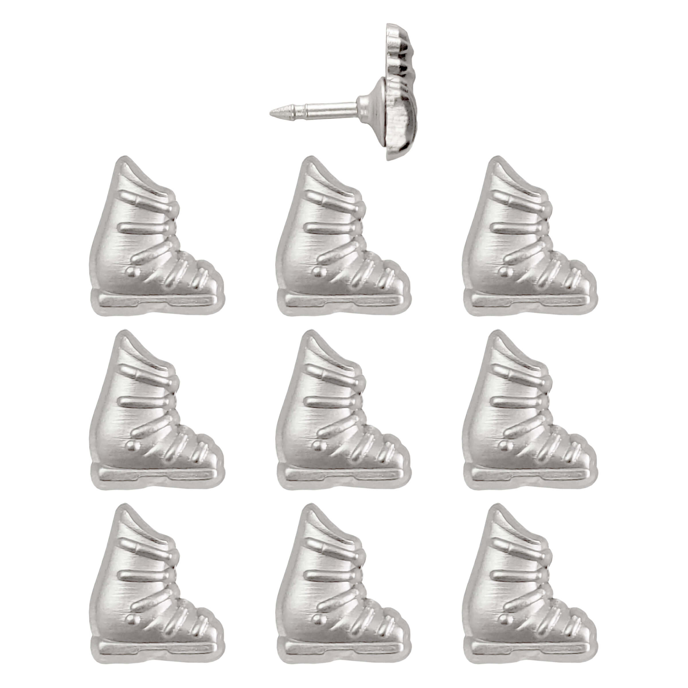 Silver Ski Boot Push Pins - Set of 10 Ski Boot Map Pins