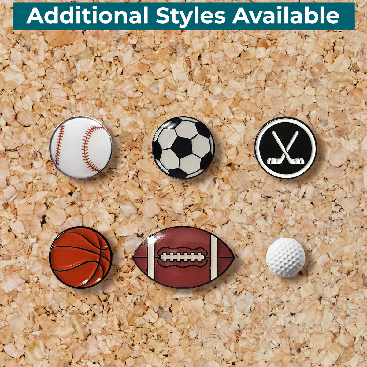 Multiple Styles of Novelty Sports Push Pins are Available at Push Pin Travel Maps