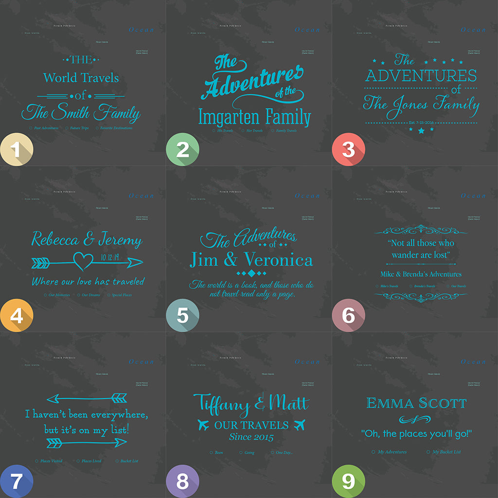 Gallery Wrapped - Midnight Dream World Push Pin Map with Pins