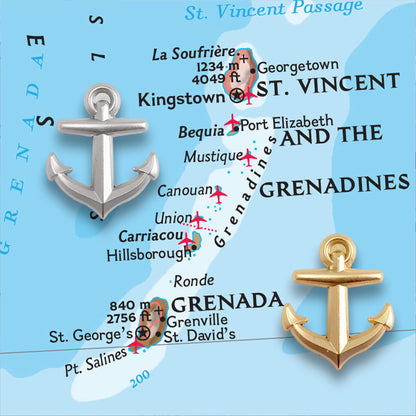 Gold & Silver Anchor Pins in Map