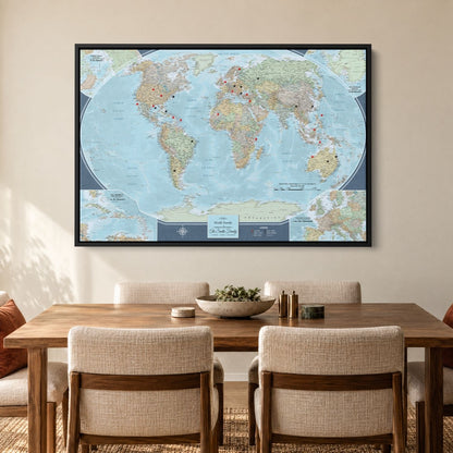 Canvas - Signature World Travel Map with pins