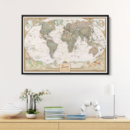 Canvas - Executive World Travel Map with Pins