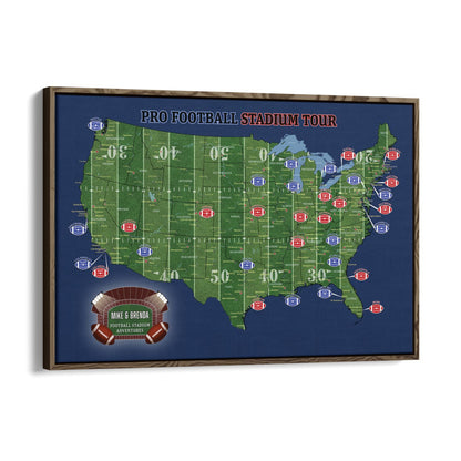 Canvas - Football Stadium Push Pin Travel Map with Pins