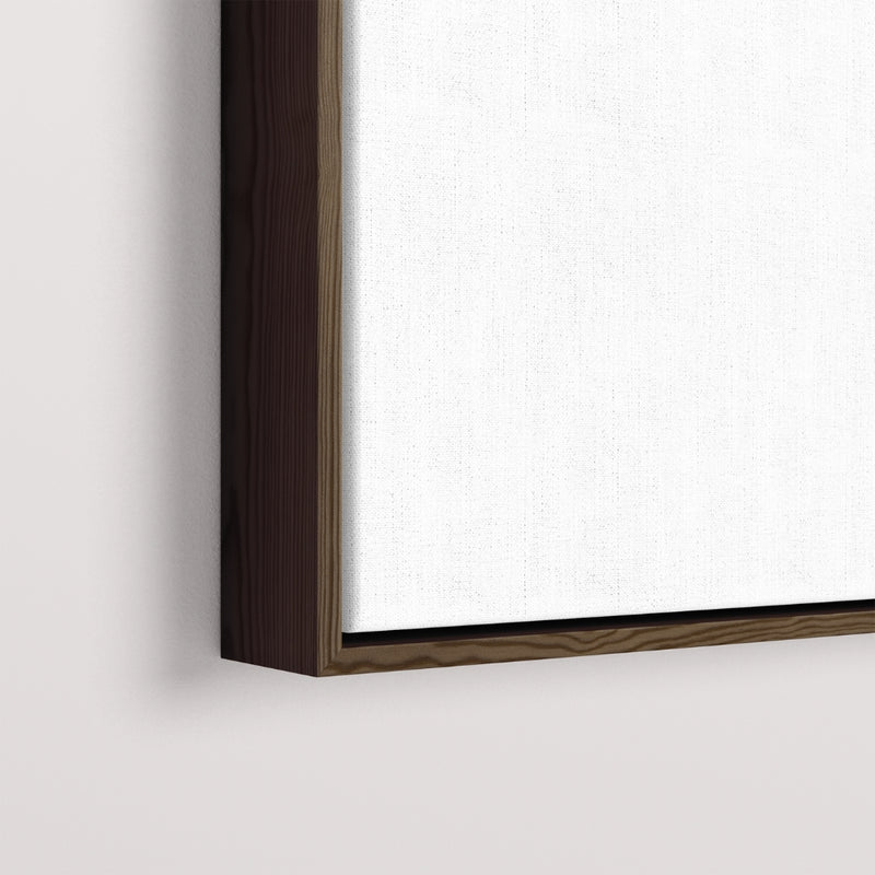 Brown float mount frame, corner detail