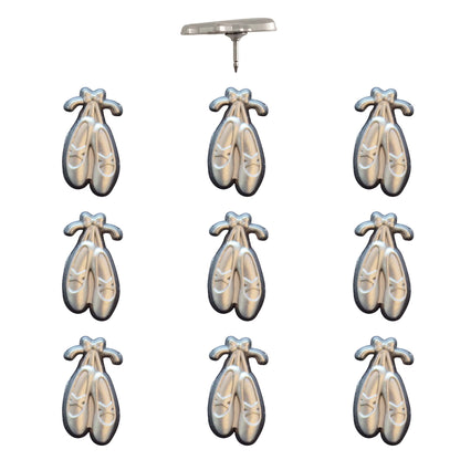 Ballet Slippers Push Pins Silver Pack of 10