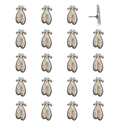 Ballet Slippers Push Pins Silver Pack of 20