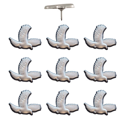 Bird Push Pins - Silver Pack of 10