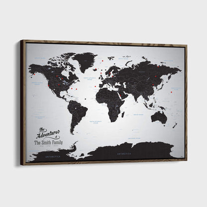 Canvas - Black Ice World Travel Map with pins
