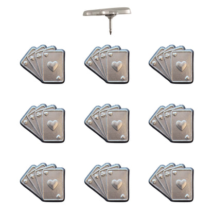 Playing Cards Push Pins Silver Pack of 10