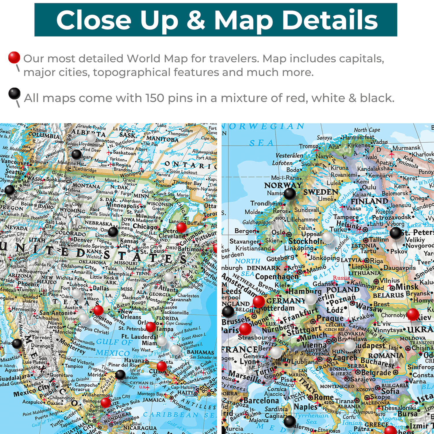 close up and map details