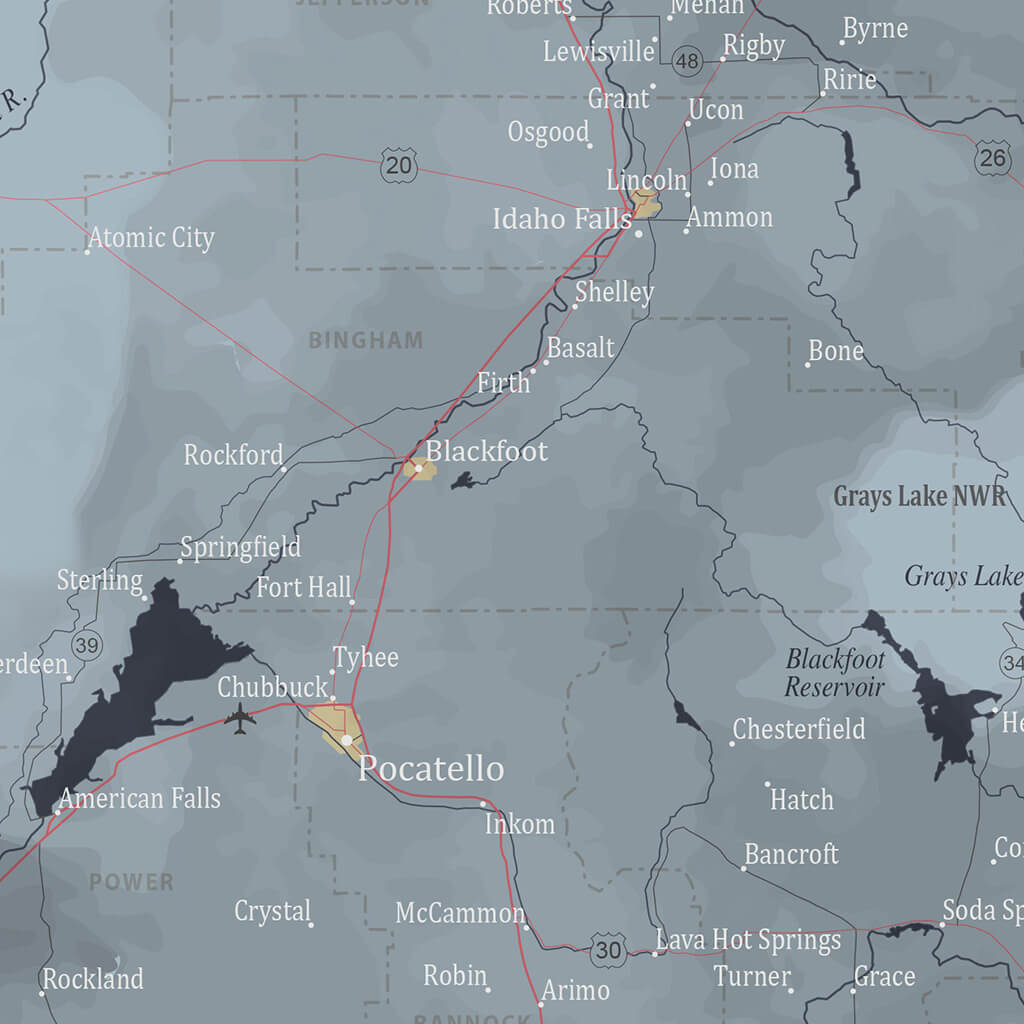 Push Pin Travel Map Slate Idaho Wal Map Closeup