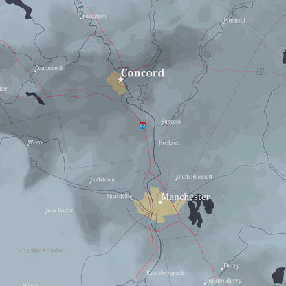 Closeup of Slate New Hampshire Travel Maps