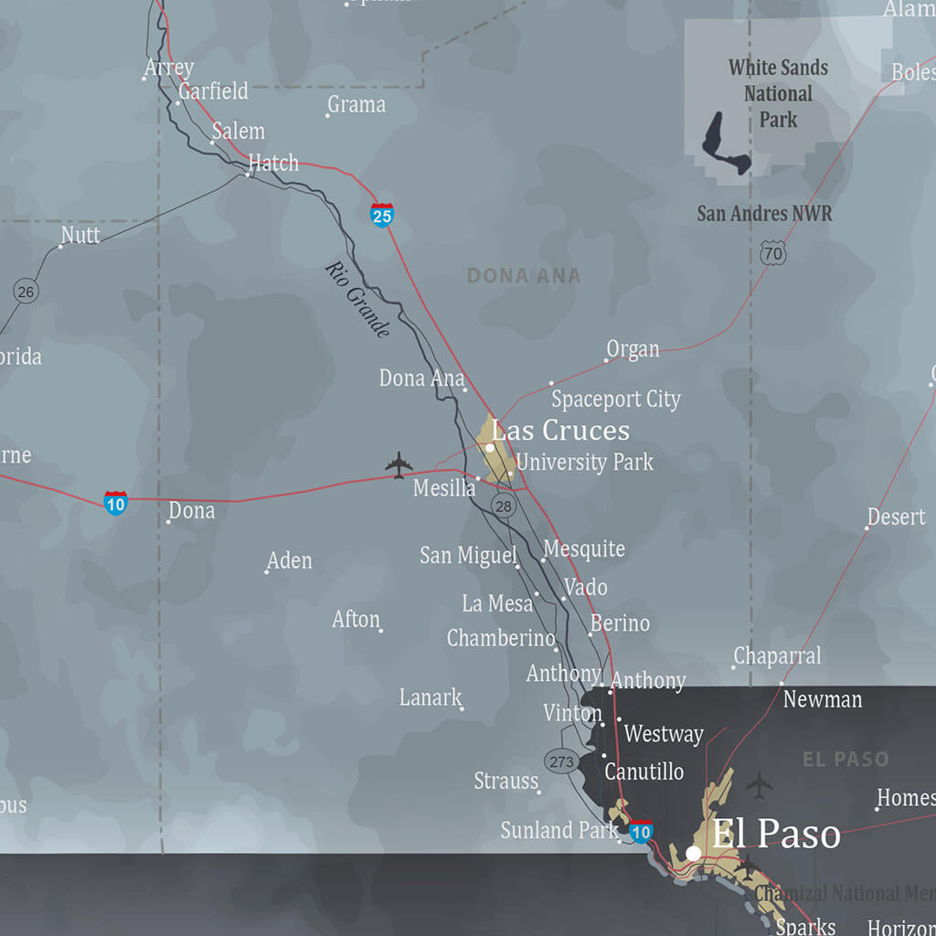 New Mexico Slate Push Pin Travel Map Closeup