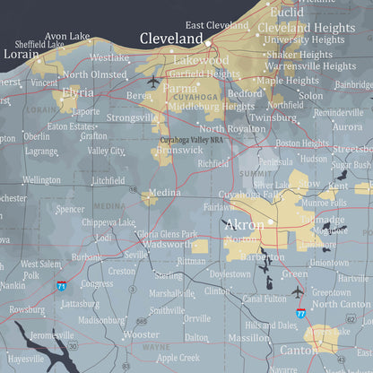 Closeup of Slate Ohio State Travelers Map