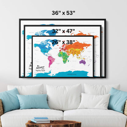 Canvas - Colorful World Travel Map with pins