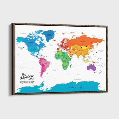 Canvas - Colorful World Travel Map with pins