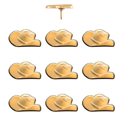 Cowboy Hat Push Pins Gold Pack of 10