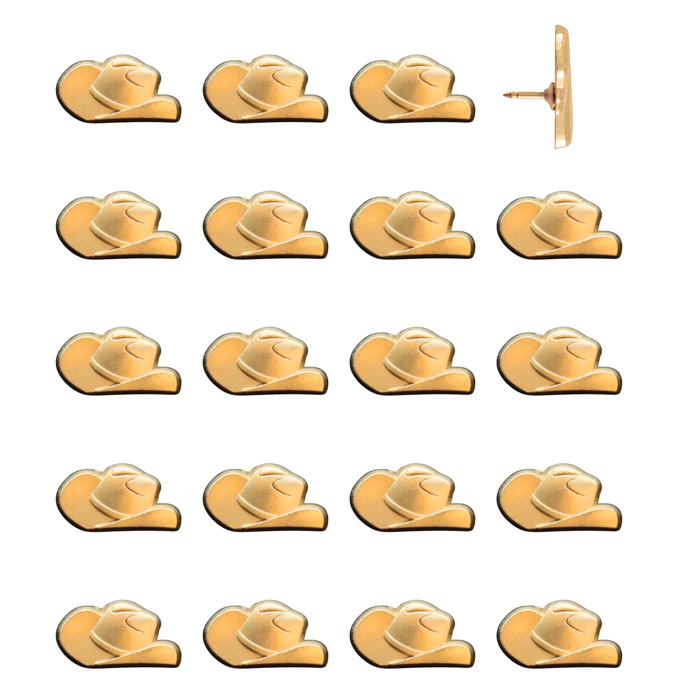 Cowboy Hat Push Pins Gold Pack of 20