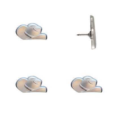 Cowboy Hat Push Pins Silver Pack of 4