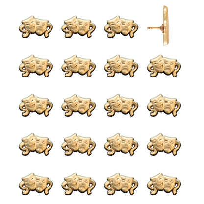 Drama Mask Push Pins Gold Pack of 20
