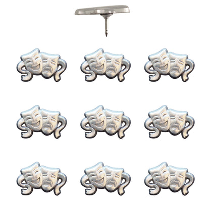 Drama Mask Push Pins Silver Pack of 10