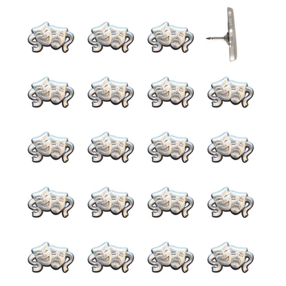 Drama Mask Push Pins Silver Pack of 20