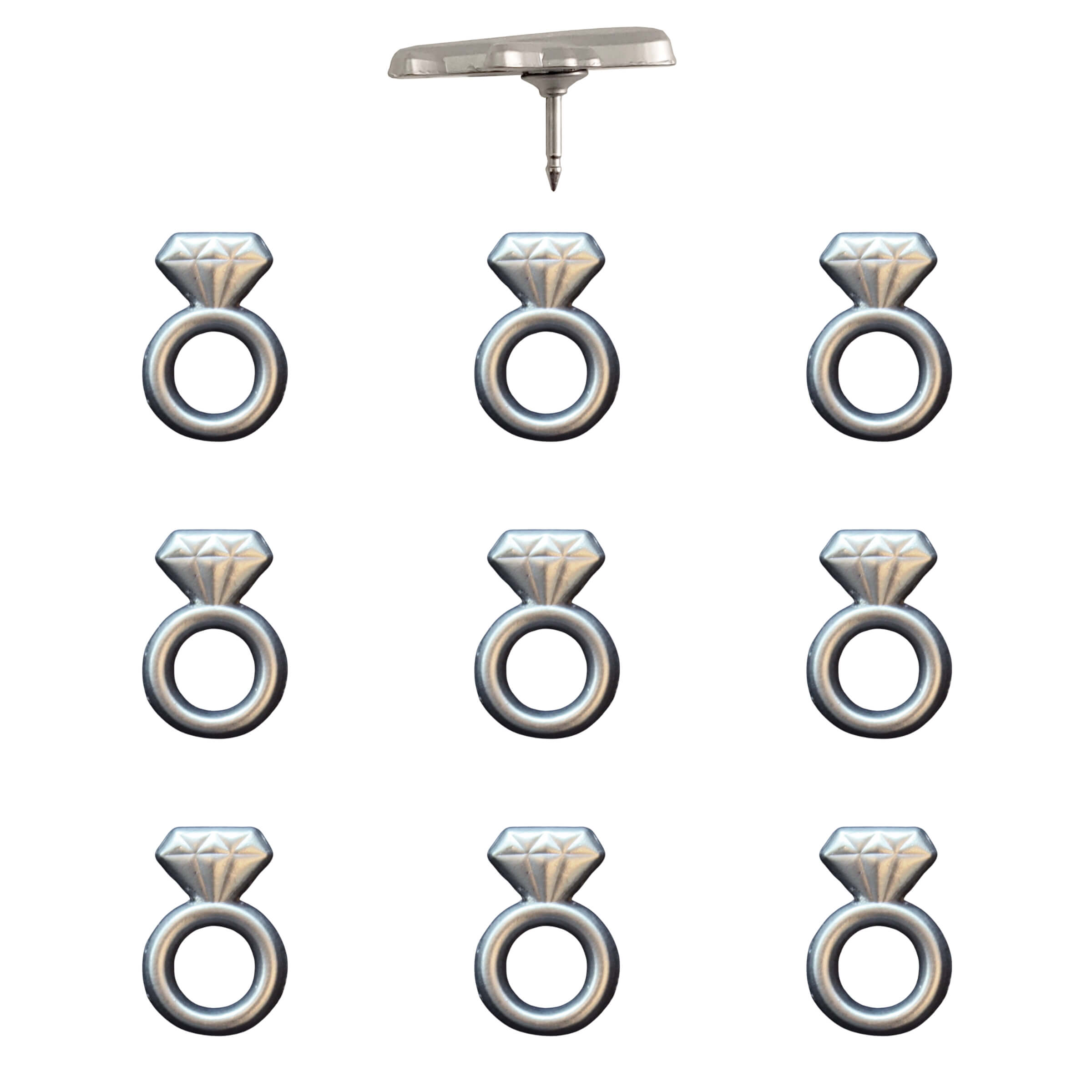 Engagement Ring Push Pins Silver Pack of 10