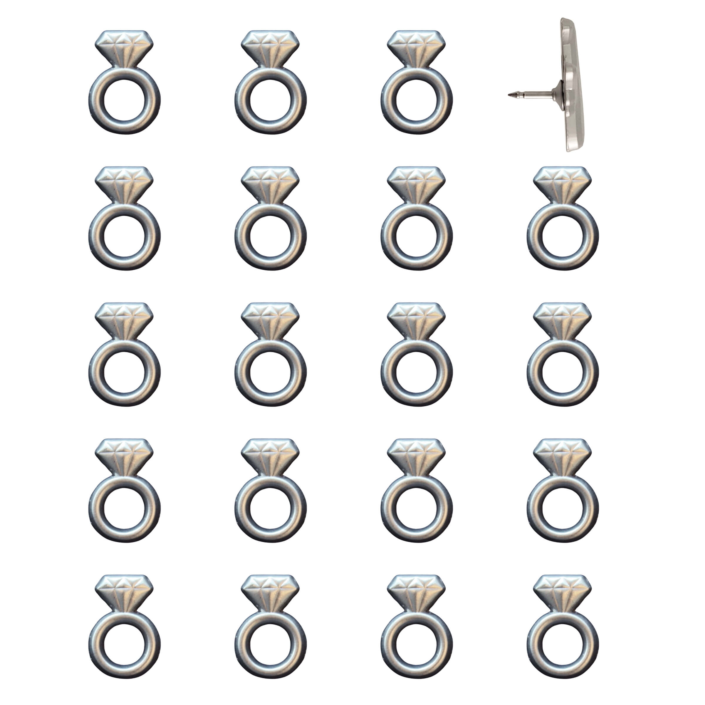 Engagement Ring Push Pins Silver Pack of 20