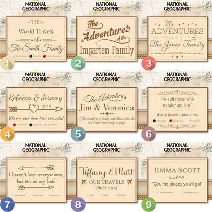 National Geographic travel map 9 personalization options 