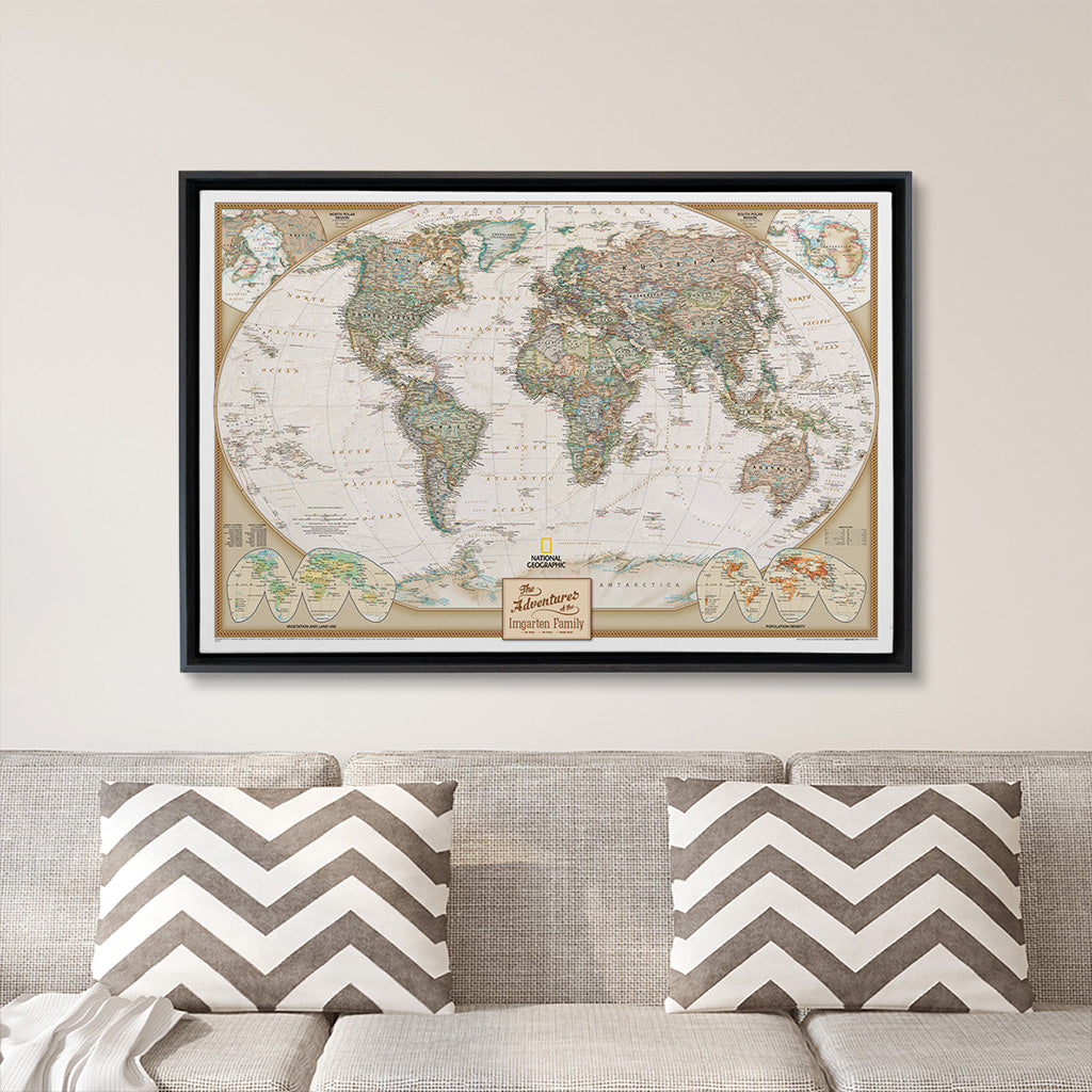 Canvas - Executive World Travel Map with Pins