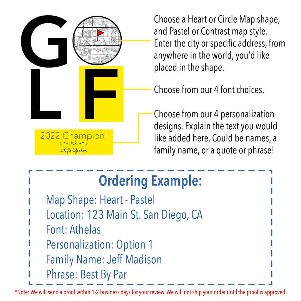 How To Order Your Custom Golf Themed Word Map Print