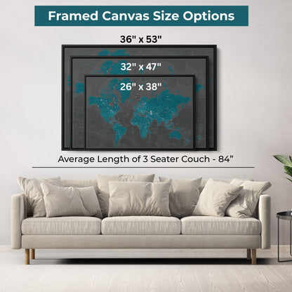 Canvas - Midnight Dream World Travel Map with pins