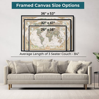 Canvas - Executive World Travel Map with Pins